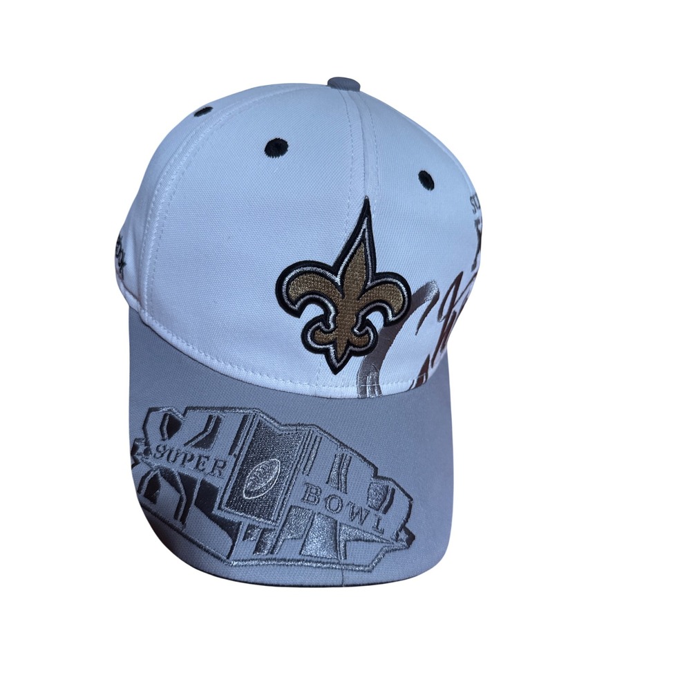 Reebok New Orleans Saints Super Bowl XLIV Champions Hat NFL Onfield White Grey